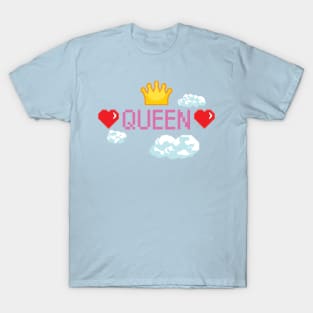 Vaporwave Queen with Retro hearts and clouds T-Shirt